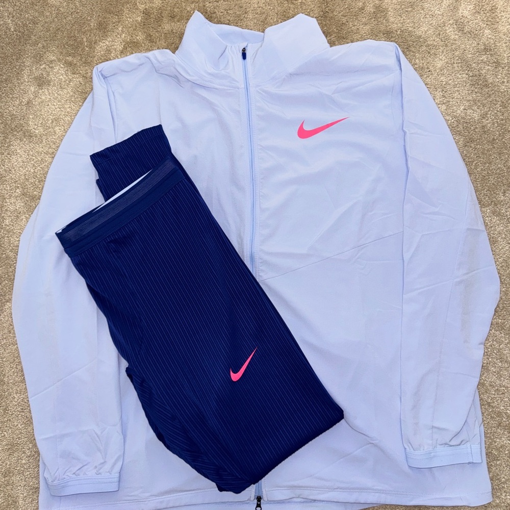 Nike 2023 Pro Elite Team Jacket Royal Tint/Pink & Tights DX9062-425 DX9059 Sz3Xl
